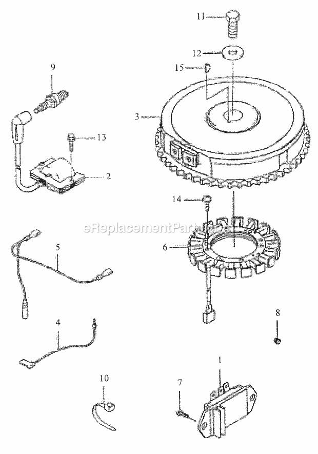 Electrical Diagram and Parts List for 3648 53AB5D4M100 Cub Cadet Lawn Mower